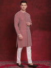 Sequin Chikankari Front Open Kurta With Pyjamas-JOKP-P-5029Maroon