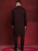 Sequins Embroidered Kurta Pyjama Set for Men-JOKP-B-P-5030Maroon