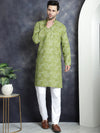 Men's Printed Kurta with Churidar-JOKP-P-5031Olive