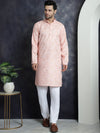 Men's Printed Kurta with Churidar-JOKP-P-5031Peach