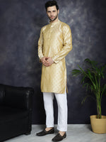 Woven Design Silk Blend Kurta with Pyjama-JOKP-P-5032Golden