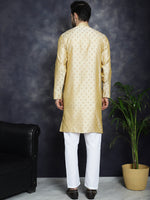 Woven Design Silk Blend Kurta with Pyjama-JOKP-P-5032Golden