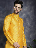 Woven Design Silk Blend Kurta with Pyjama-JOKP-P-5032Mustard