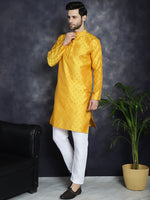 Woven Design Silk Blend Kurta with Pyjama-JOKP-P-5032Mustard