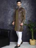 Woven Design Silk Blend Kurta with Pyjama-JOKP-P-5032Purple