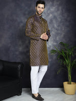 Woven Design Silk Blend Kurta with Pyjama-JOKP-P-5032Purple