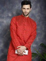 Red Woven Design Kurta with Pyjama-JOKP-P-5034Red