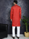 Red Woven Design Kurta with Pyjama-JOKP-P-5034Red