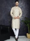 Golden Foil Printed Kurta with Pyjama-JOKP-P-5036Golden