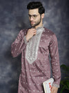 Men's Sequins Embroidered Kurta Pyjama Set.-JOKP-P-5038Megenta