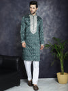 Men's Sequins Embroidered Kurta Pyjama Set.-JOKP-P-5038Olive