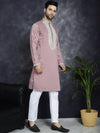 Men's Chikankari Embroidered Kurta Pyjama Set.-JOKP-P-5039Magenta