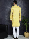 Men's Chikankari Embroidered Kurta Pyjama Set.-JOKP-P-5039Yellow