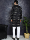 Men's Black Chikankari Embroidered Kurta With Pyjama.-JOKP-P-5042Black