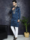 Men's Navy Blue Chikankari Embroidered Kurta With Pyjama.-JOKP-P-5042Navy