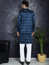 Men's Navy Blue Chikankari Embroidered Kurta With Pyjama.-JOKP-P-5042Navy