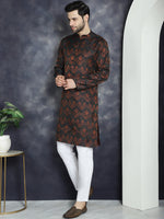 Men Bronze Silk Blend Straight Kurta Pyjama Set-JOKP-P-5043Bronze