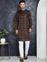 Men Bronze Silk Blend Straight Kurta Pyjama Set-JOKP-P-5043Bronze