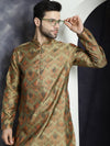 Men Golden Silk Blend Straight Kurta Pyjama Set-JOKP-P-5043Golden