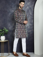 Men Purple Silk Blend Straight Kurta Pyjama Set-JOKP-P-5043Purple