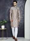 Men Silver Silk Blend Straight Kurta Pyjama Set-JOKP-P-5043Silver