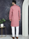 Men's Sequins Embroidered Kurta With Pyjama.-JOKP-P-5044Coral