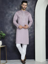 Men's Sequins Embroidered Kurta With Pyjama.-JOKP-P-5044Purple