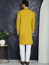 Men's Embroidered Kurta With Pyjama.-JOKP-P-5045Mustard