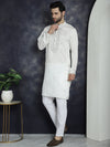 Men's Embroidered Kurta With Pyjama.-JOKP-P-5045White