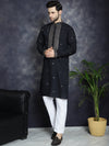 Men's Sequins Embroidered Kurta With Pyjama.-JOKP-P-5046Black