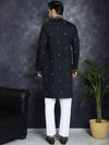 Men's Sequins Embroidered Kurta With Pyjama.-JOKP-P-5046Black