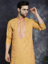 Men's Sequins Embroidered Kurta With Pyjama.-JOKP-P-5047Orange