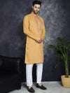 Men's Sequins Embroidered Kurta With Pyjama.-JOKP-P-5047Orange