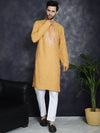 Men's Sequins Embroidered Kurta With Pyjama.-JOKP-P-5047Orange