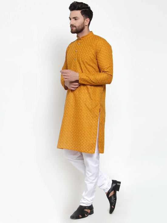 Chikankari Pure Cotton Kurta with Churidar-JOKP-561Mustard