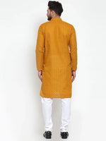 Chikankari Pure Cotton Kurta with Churidar-JOKP-561Mustard