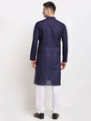 Chikankari Pure Cotton Kurta with Churidar-JOKP-561Navy