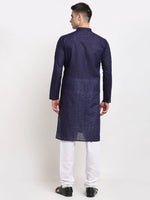 Chikankari Pure Cotton Kurta with Churidar-JOKP-561Navy