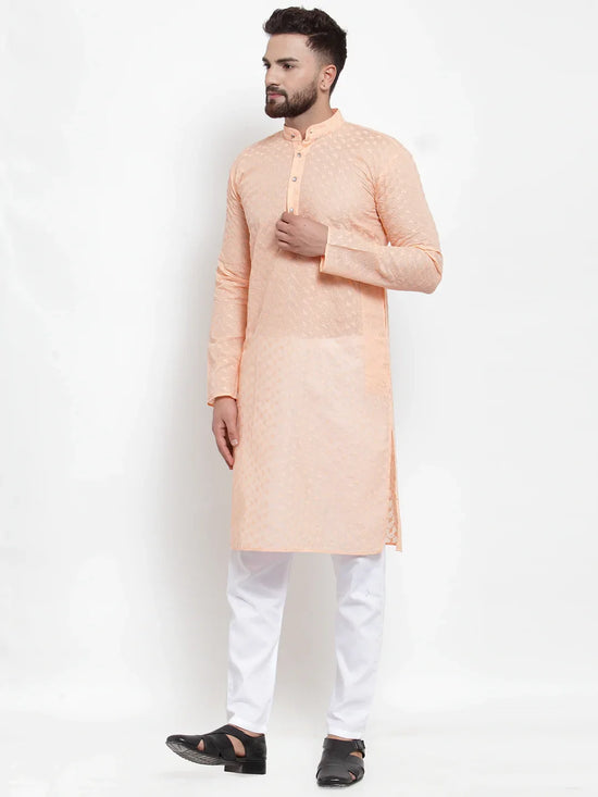 Chikankari Pure Cotton Kurta with Churidar-JOKP-561Orange