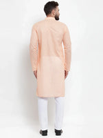 Chikankari Pure Cotton Kurta with Churidar-JOKP-561Orange