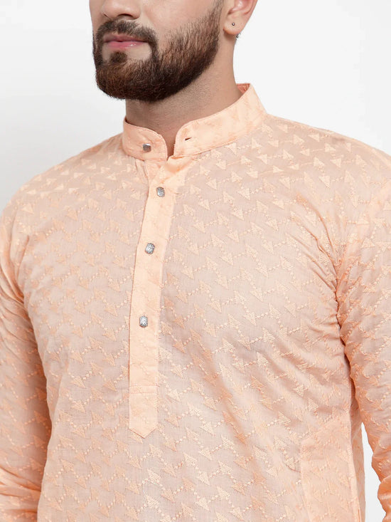 Chikankari Pure Cotton Kurta with Churidar-JOKP-561Orange