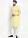 Chikankari Pure Cotton Kurta with Churidar-JOKP-561Yellow