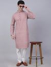 Chikankari Embroidered Kurta with Churidar-JOKP-626Coral