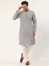 Chikankari Embroidered Kurta with Churidar-JOKP-626Grey