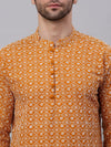 Chikankari Embroidered Kurta with Churidar-JOKP-626Mustard