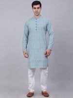 Chikankari Embroidered Kurta with Churidar-JOKP-626Teal