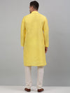 Men Lemon Yellow Dupion Silk Kurta with Churidar-JOKP-636Lemon