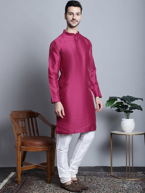 Men Purple Dupion Silk Kurta with Churidar-JOKP-636Purple