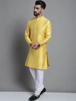 Men's Woven Design Kurta Payjama Set-JOKP-637Lemon