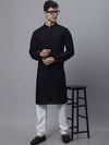 Men's Black Embroiderd Kurta Pajama-JOKP-640Black